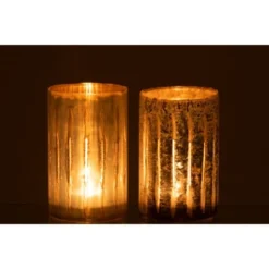 LANADECO Bougeoirs Photophore Verre Bleu H20cm - Lot De 2 -Bougeoirs Soldes Magasin photophore verre bleu h20cm lot de 2 1