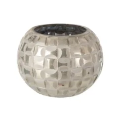 LANADECO Bougeoirs Photophore Verre Gris H13,5cm