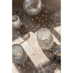 LANADECO Bougeoirs Photophore Verre Gris H17cm -Bougeoirs Soldes Magasin photophore verre gris h17cm 3