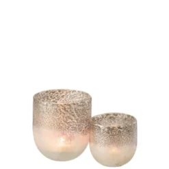 LANADECO Bougeoirs Photophore Verre Gris/rose H15cm -Bougeoirs Soldes Magasin photophore verre gris rose h15cm 3