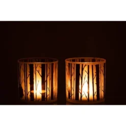 LANADECO Bougeoirs Photophore Verre Marron H15cm - Lot De 2 -Bougeoirs Soldes Magasin photophore verre marron h15cm lot de 2 1