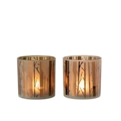 LANADECO Bougeoirs Photophore Verre Marron H15cm - Lot De 2 -Bougeoirs Soldes Magasin photophore verre marron h15cm lot de 2 2