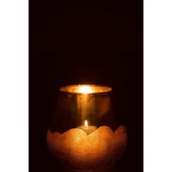 LANADECO Bougeoirs Photophore Verre Or H18cm -Bougeoirs Soldes Magasin photophore verre or h18cm 1