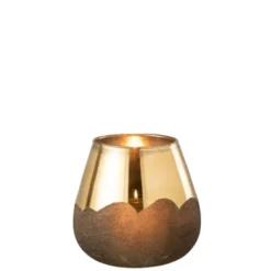 LANADECO Bougeoirs Photophore Verre Or H18cm -Bougeoirs Soldes Magasin photophore verre or h18cm 2