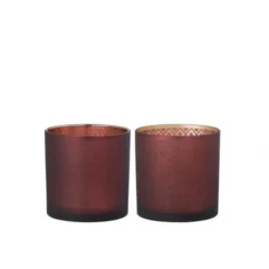 LANADECO Bougeoirs Photophore Verre Rouge/or H15cm - Lot De 2 -Bougeoirs Soldes Magasin photophore verre rouge or h15cm lot de 2 5