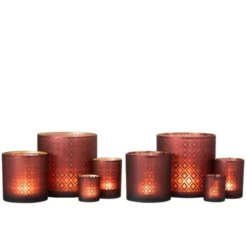 LANADECO Bougeoirs Photophore Verre Rouge/or H20cm - Lot De 2 -Bougeoirs Soldes Magasin photophore verre rouge or h20cm lot de 2 4