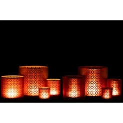 LANADECO Bougeoirs Photophore Verre Rouge/or H20cm - Lot De 2 -Bougeoirs Soldes Magasin photophore verre rouge or h20cm lot de 2 5