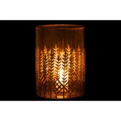 LANADECO Bougeoirs Photophore Verre Transparent/or H26,5cm -Bougeoirs Soldes Magasin photophore verre transparent or h26 5cm 1