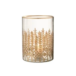 LANADECO Bougeoirs Photophore Verre Transparent/or H26,5cm -Bougeoirs Soldes Magasin photophore verre transparent or h26 5cm 2