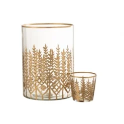 LANADECO Bougeoirs Photophore Verre Transparent/or H26,5cm -Bougeoirs Soldes Magasin photophore verre transparent or h26 5cm 3