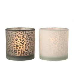 LANADECO Bougeoirs Photophores Verre Blanc/noir - Lot De 2 -Bougeoirs Soldes Magasin photophores verre blanc noir lot de 2 1