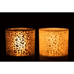 LANADECO Bougeoirs Photophores Verre Blanc/noir - Lot De 2 -Bougeoirs Soldes Magasin photophores verre blanc noir lot de 2 2