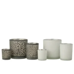 LANADECO Bougeoirs Photophores Verre Blanc/noir - Lot De 2 -Bougeoirs Soldes Magasin photophores verre blanc noir lot de 2 3