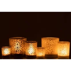 LANADECO Bougeoirs Photophores Verre Blanc/noir - Lot De 2 -Bougeoirs Soldes Magasin photophores verre blanc noir lot de 2 5