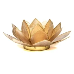 Mani Bhadra Bougeoirs Porte Bougie Fleur De Lotus Beige Et Or