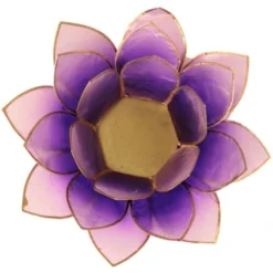 Mani Bhadra Bougeoirs Porte Bougie Fleur De Lotus Parme Et Or -Bougeoirs Soldes Magasin porte bougie fleur de lotus parme et or 1