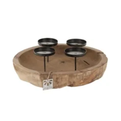 Dijk Porte Bougies Avec Coupe En Teck D40cm