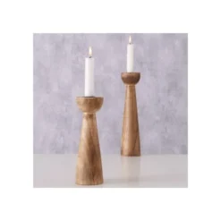 Wadiga Bougeoirs Set De 2 Chandeliers En Bois De Mangue