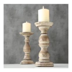 Wadiga Bougeoirs Set De 2 Chandeliers En Bois De Mangue H23cm -Bougeoirs Soldes Magasin set de 2 chandeliers en bois de mangue h23cm 1