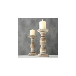 Wadiga Bougeoirs Set De 2 Chandeliers En Bois De Mangue H23cm -Bougeoirs Soldes Magasin set de 2 chandeliers en bois de mangue h23cm 2