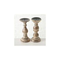 Wadiga Bougeoirs Set De 2 Chandeliers En Bois De Mangue H23cm -Bougeoirs Soldes Magasin set de 2 chandeliers en bois de mangue h23cm 3