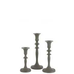 LANADECO Set De 3 Bougeoirs Classiques Alu Vert H15cm -Bougeoirs Soldes Magasin set de 3 bougeoirs classiques alu vert h15cm 2