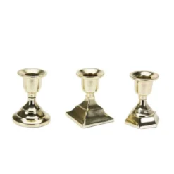 Wadiga Bougeoirs Set De 3 Chandeliers De Table En Métal Doré