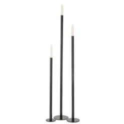 LANADECO Bougeoirs Set De 3 Chandeliers Hauts Métal Brillant Bleu H100cm -Bougeoirs Soldes Magasin set de 3 chandeliers hauts metal brillant bleu h100cm 1