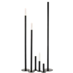 LANADECO Bougeoirs Set De 3 Chandeliers Hauts Métal Brillant Bleu H100cm -Bougeoirs Soldes Magasin set de 3 chandeliers hauts metal brillant bleu h100cm 3