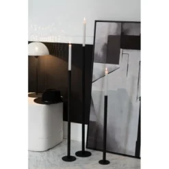 LANADECO Bougeoirs Set De 3 Chandeliers Hauts Métal Noir Mat H100cm -Bougeoirs Soldes Magasin set de 3 chandeliers hauts metal noir mat h100cm 1