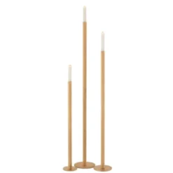 LANADECO Bougeoirs Set De 3 Chandeliers Hauts Métal Or Mat H100cm -Bougeoirs Soldes Magasin set de 3 chandeliers hauts metal or mat h100cm 2